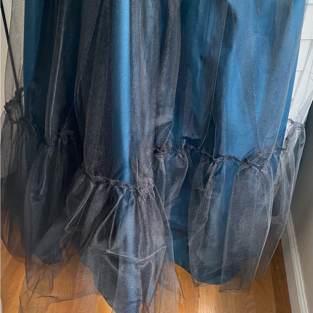 David's Bridal Teal Dress with Rhinestone Detail - Picture 8 of 10